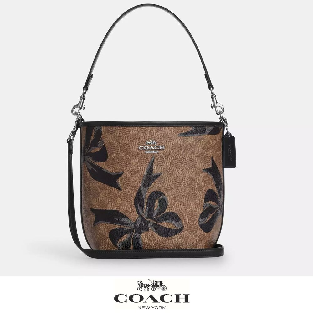 🎁 Coach City Bucket Bag In Signature Canvas With Bow Print